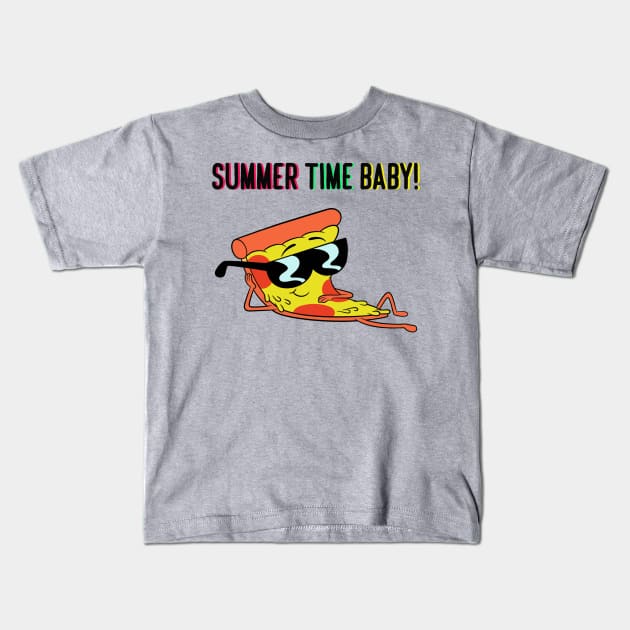 Cool Pizza Summer Kids T-Shirt by YaiVargas